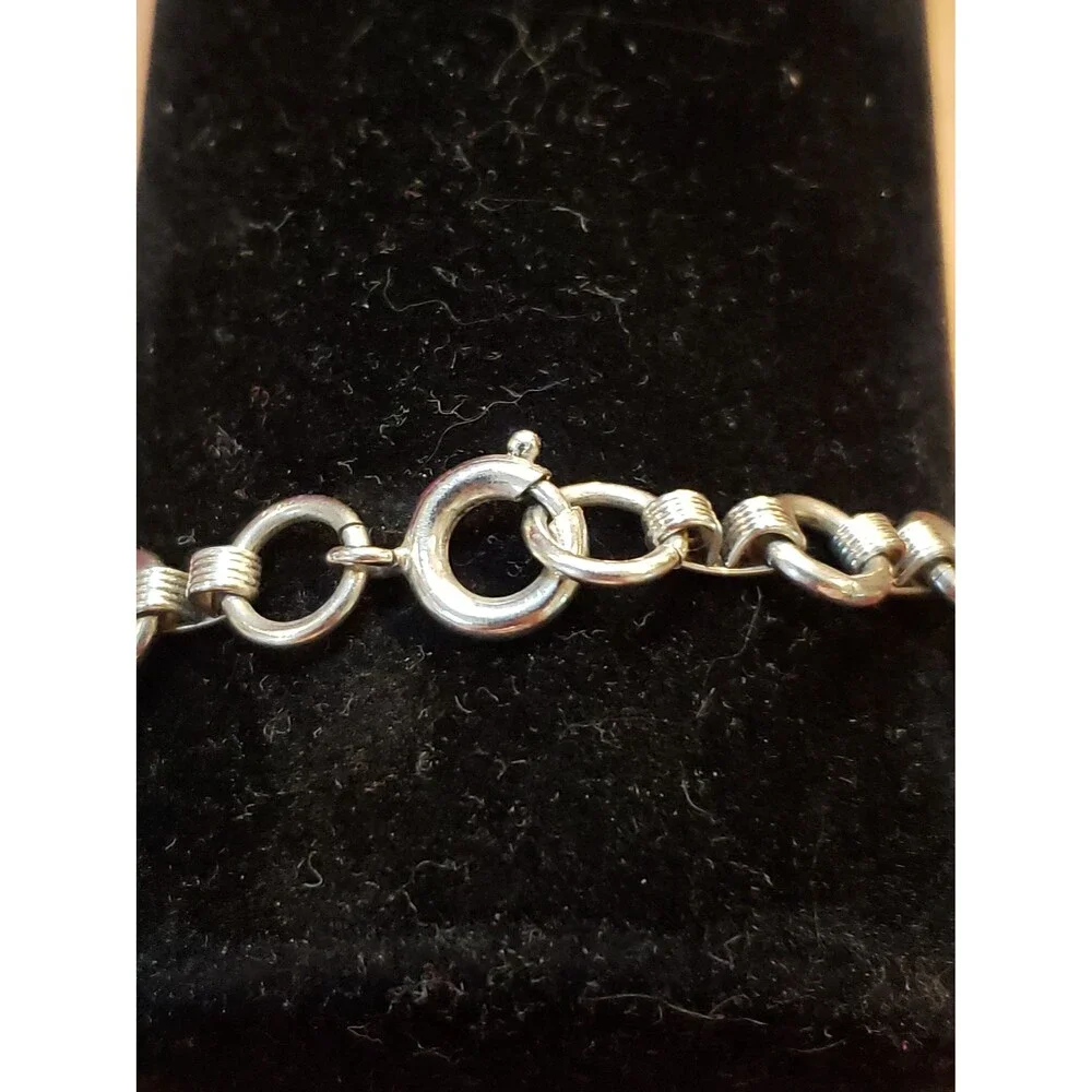Vintage Unsigned Angel And Heart Silver Tone Charm Bracelet With Solid Clasp
